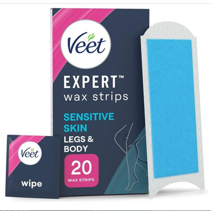 Veet Expert Wax Strips Sensitive Skin For Legs And Body (20pc)