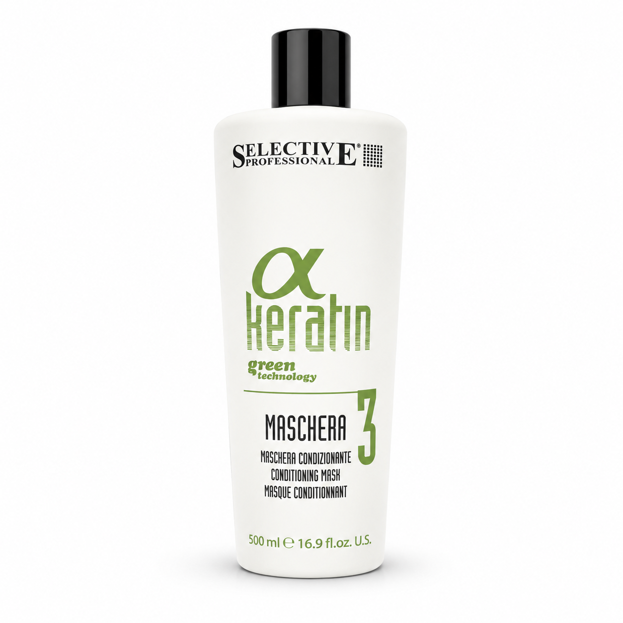 Selective Professional Alpha Keratin No.3 Conditioning Mask 500ml, professional keratin conditioning mask to nourish, repair and maintain smooth, healthy treated hair.
