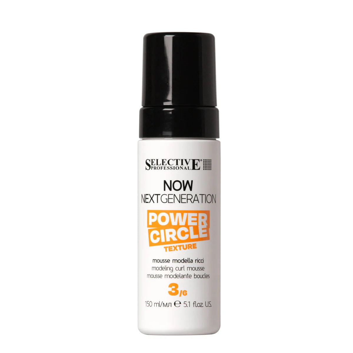 Selective Professional NOW Next Generation Power Circle Texture Modeling Curl Mousse 150ml for defining, enhancing and adding texture to curly hair.