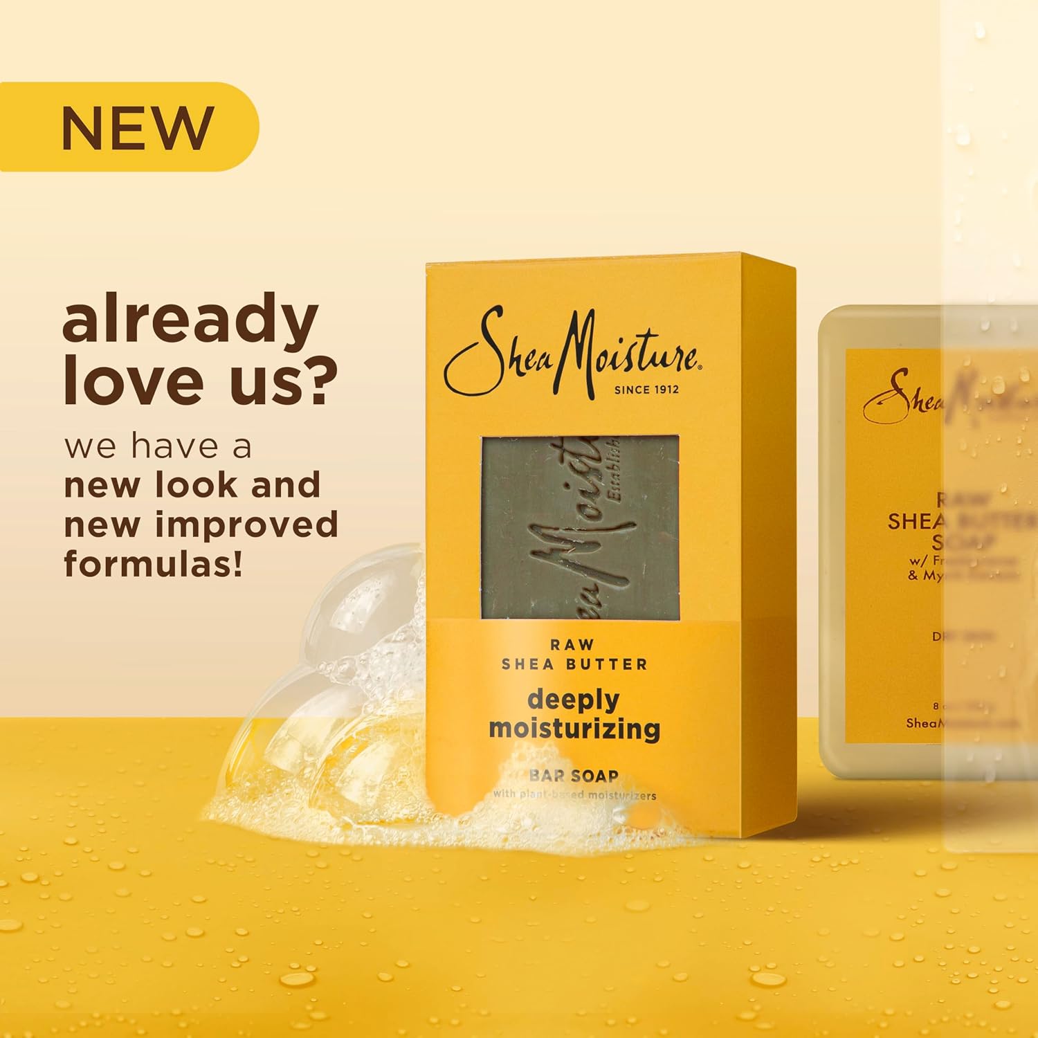 SheaMoisture Raw Shea Butter Deeply Moisturizing Bar Soap with new packaging, plant-based moisturisers for soft, hydrated skin
