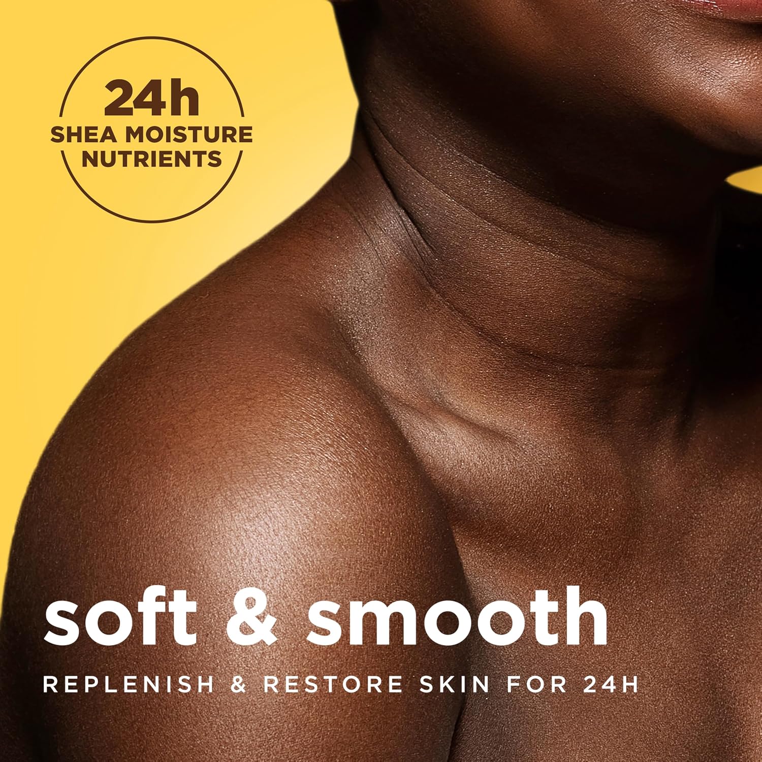 Soft, smooth skin after using SheaMoisture Raw Shea Butter Deeply Moisturizing Bar Soap with 24-hour hydration and skin nourishment
