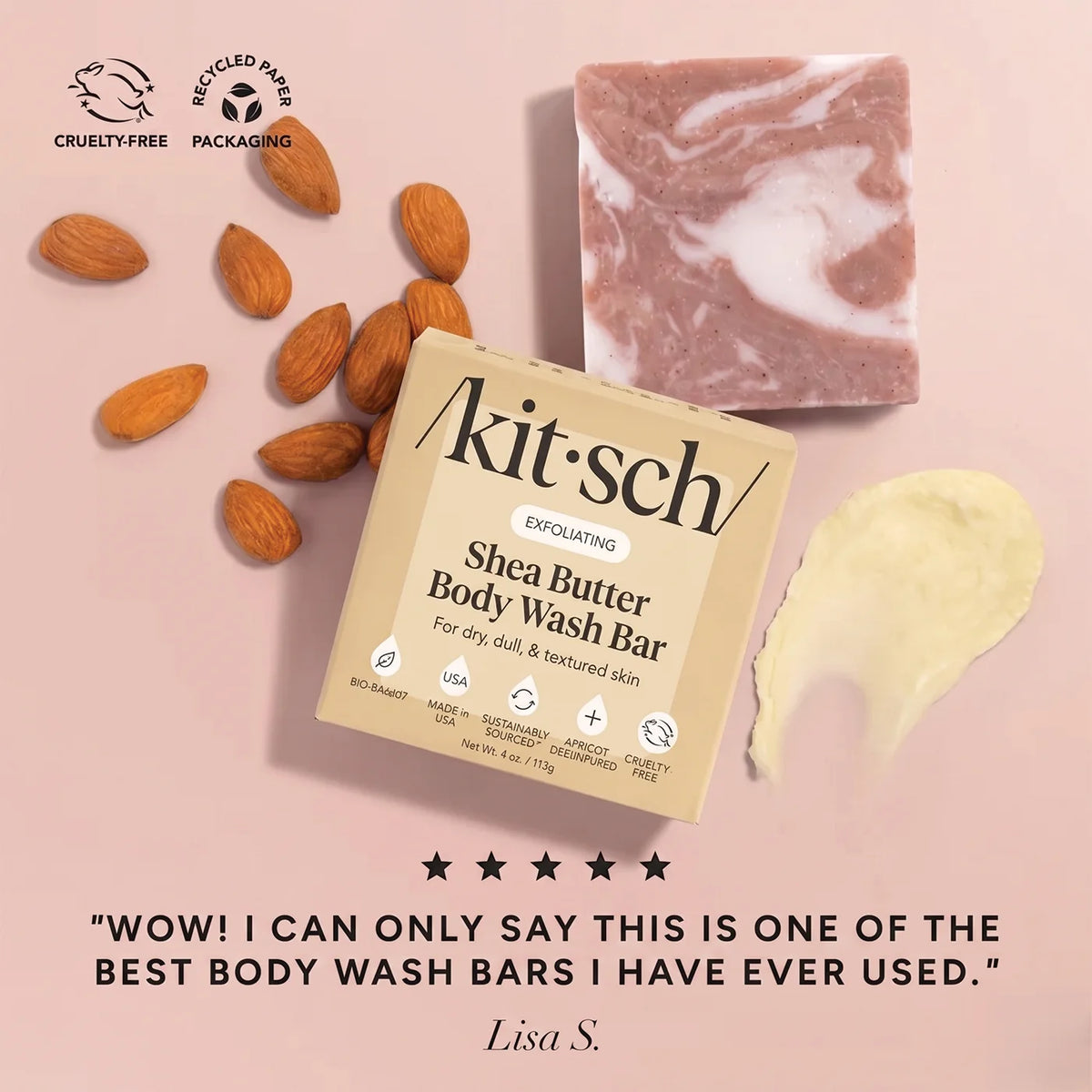 Kitsch Shea Butter Solid Body Wash Bar 4oz