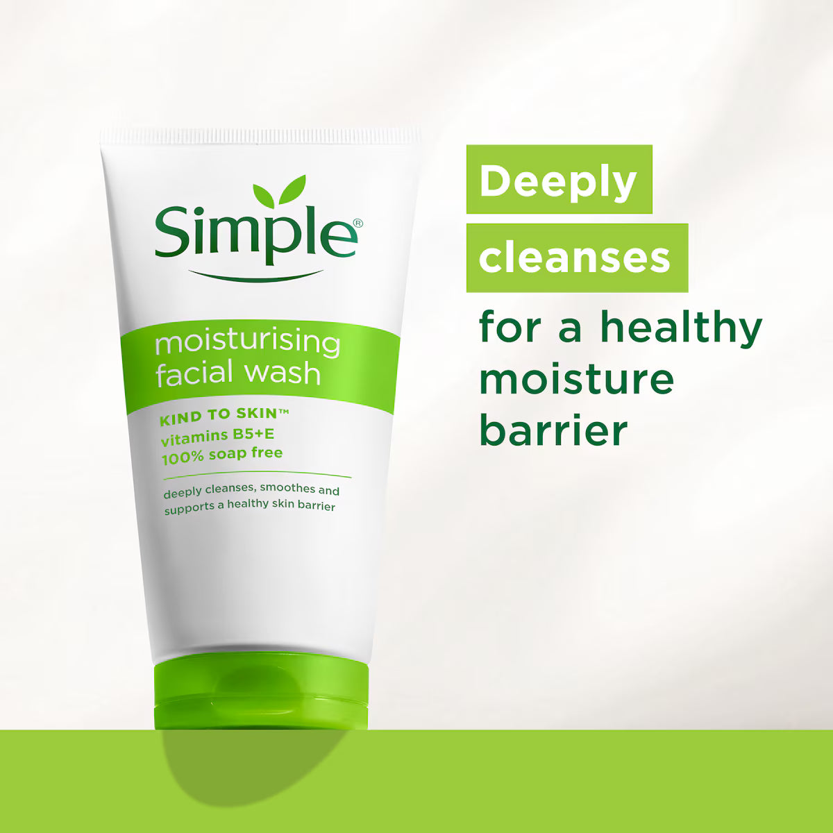 Simple Kind to Skin Moisturising Facial Wash 150ml deeply cleanses and supports a healthy skin moisture barrier