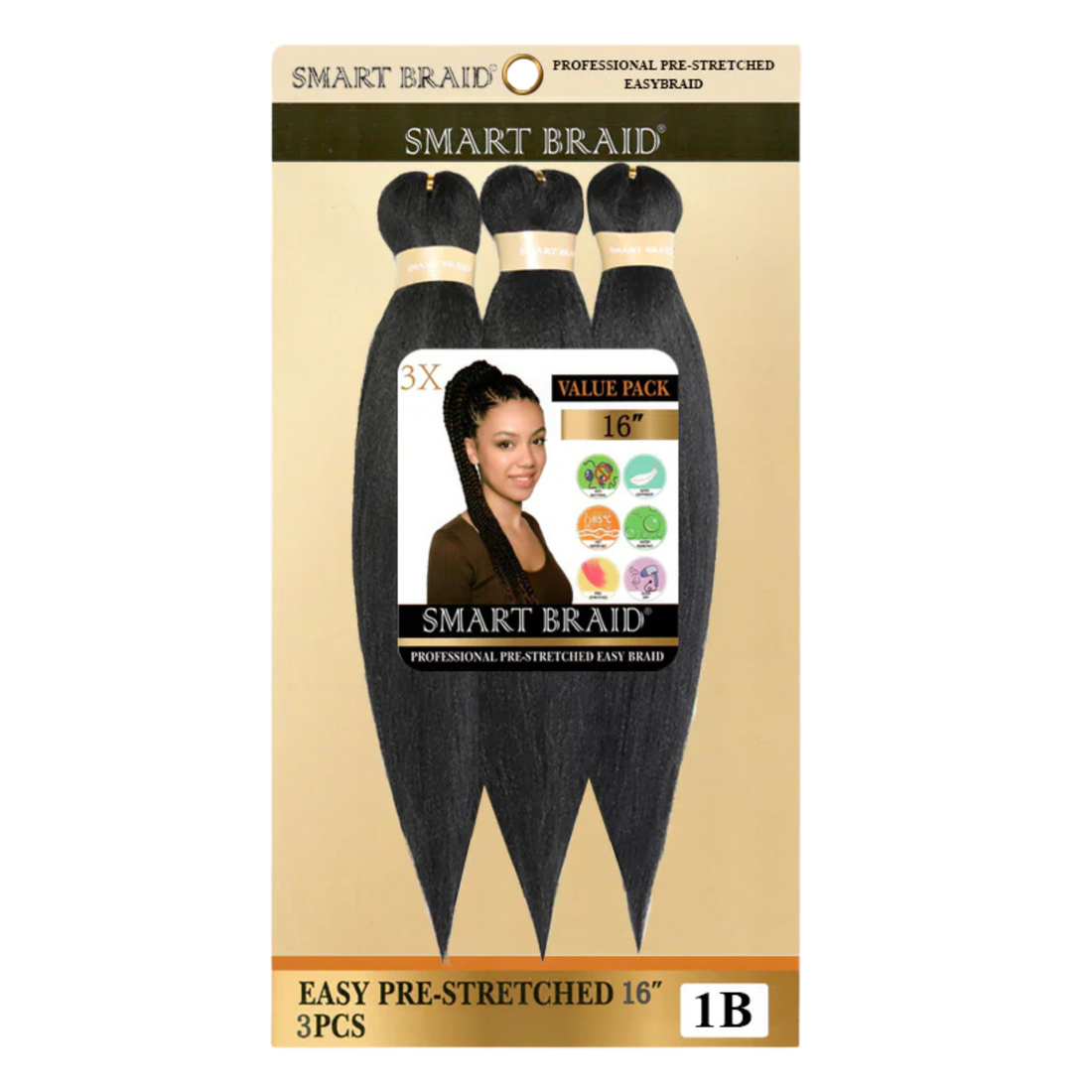 Smart Braid Pre-Stretched Braiding Hair 16 Inch 3X Pack