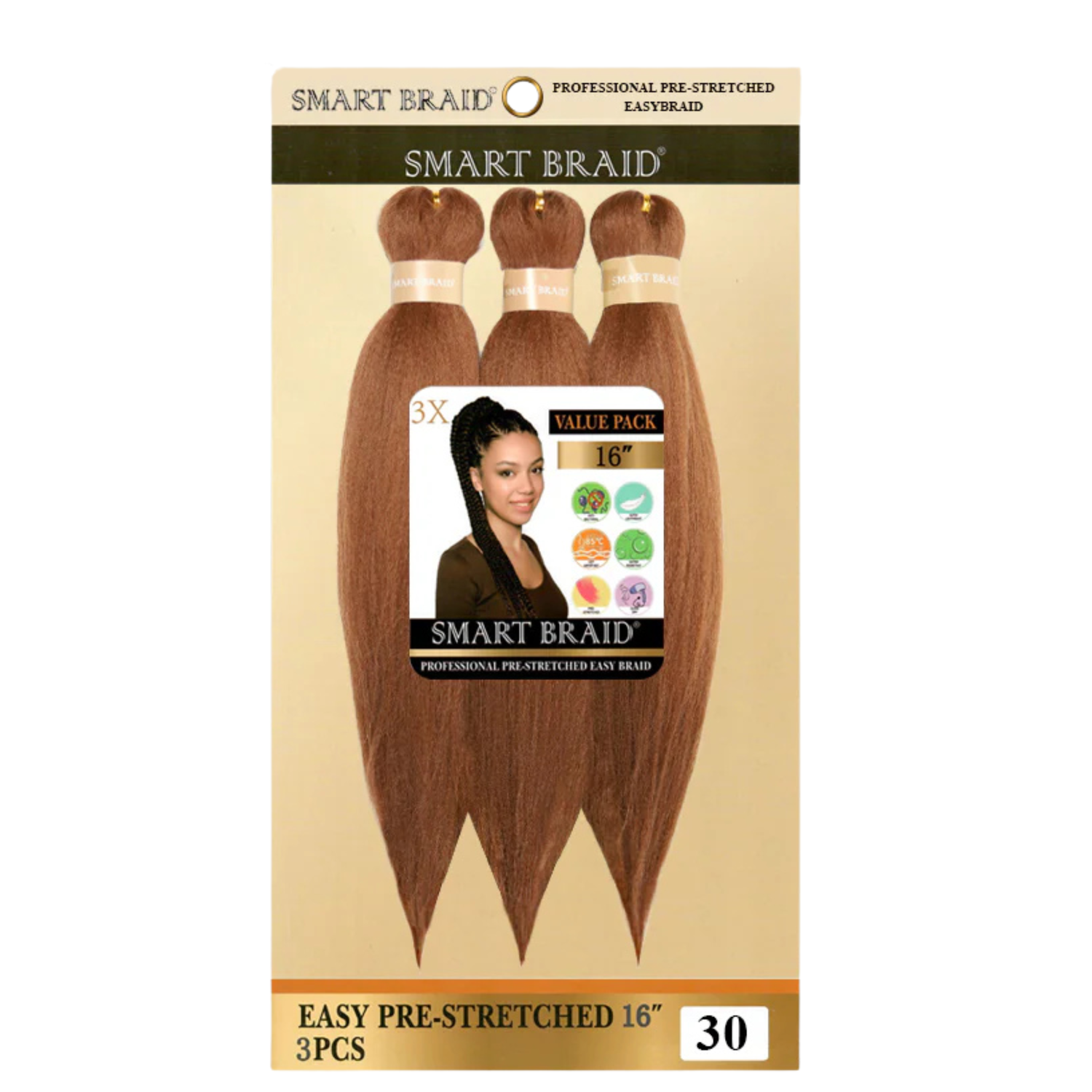 Smart Braid Pre-Stretched Braiding Hair 16 Inch 3X Pack