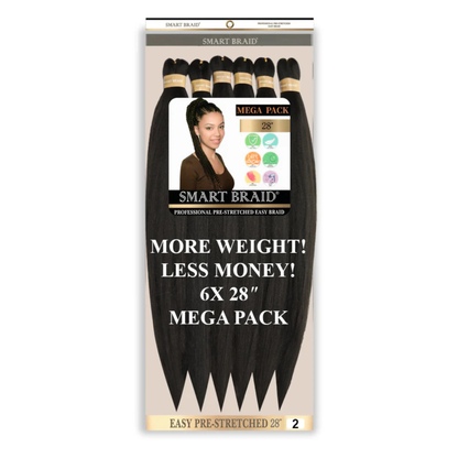 Smart Braid Pre-Stretched Braiding Hair 28 Inch 6X Pack