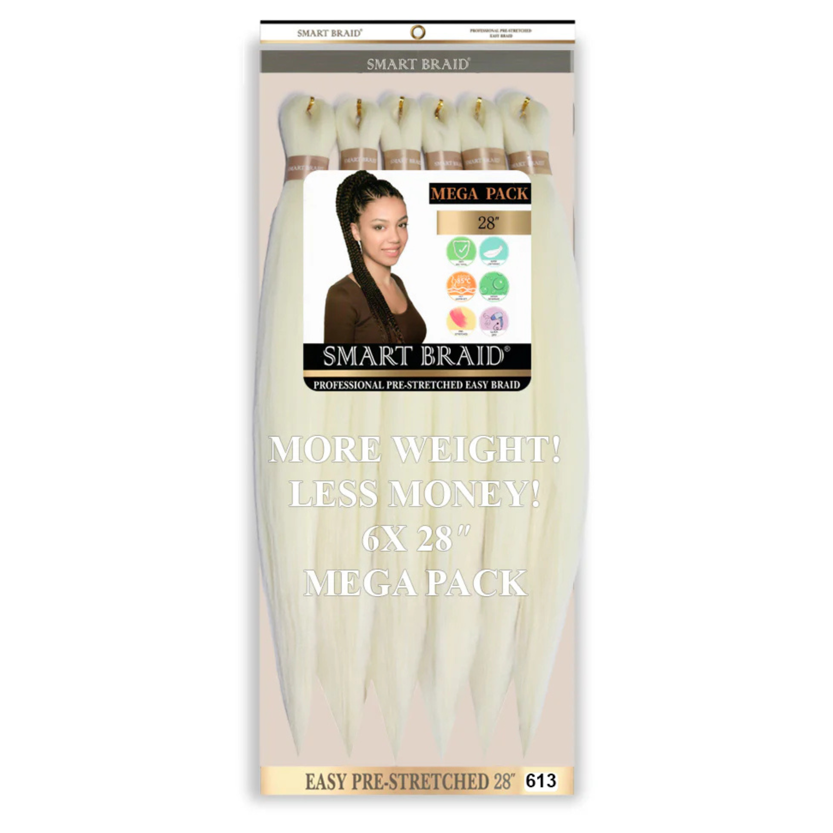 Smart Braid Pre-Stretched Braiding Hair 28 Inch 6X Pack