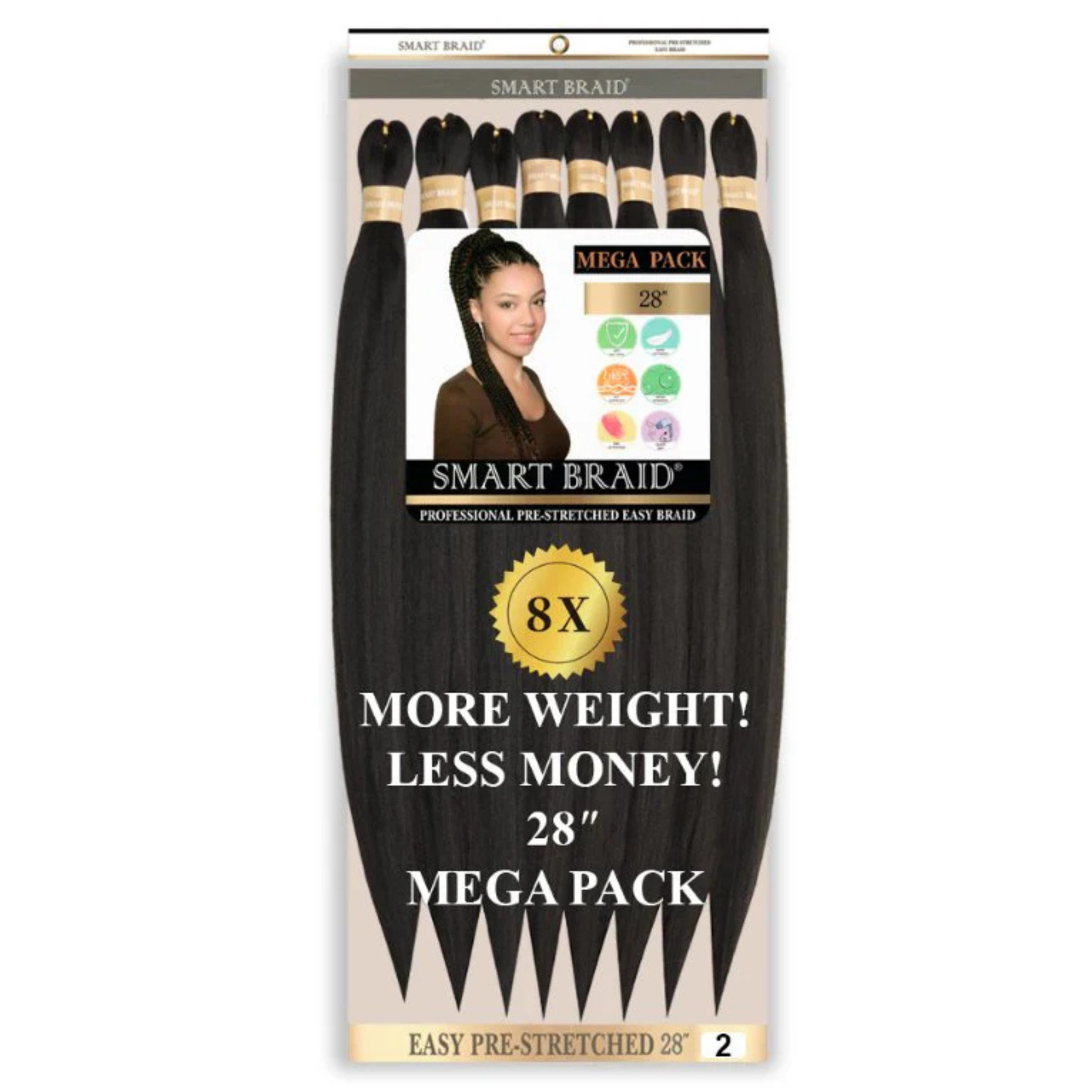 Smart Braid Pre-Stretched Braiding Hair 28 Inch 8X Pack
