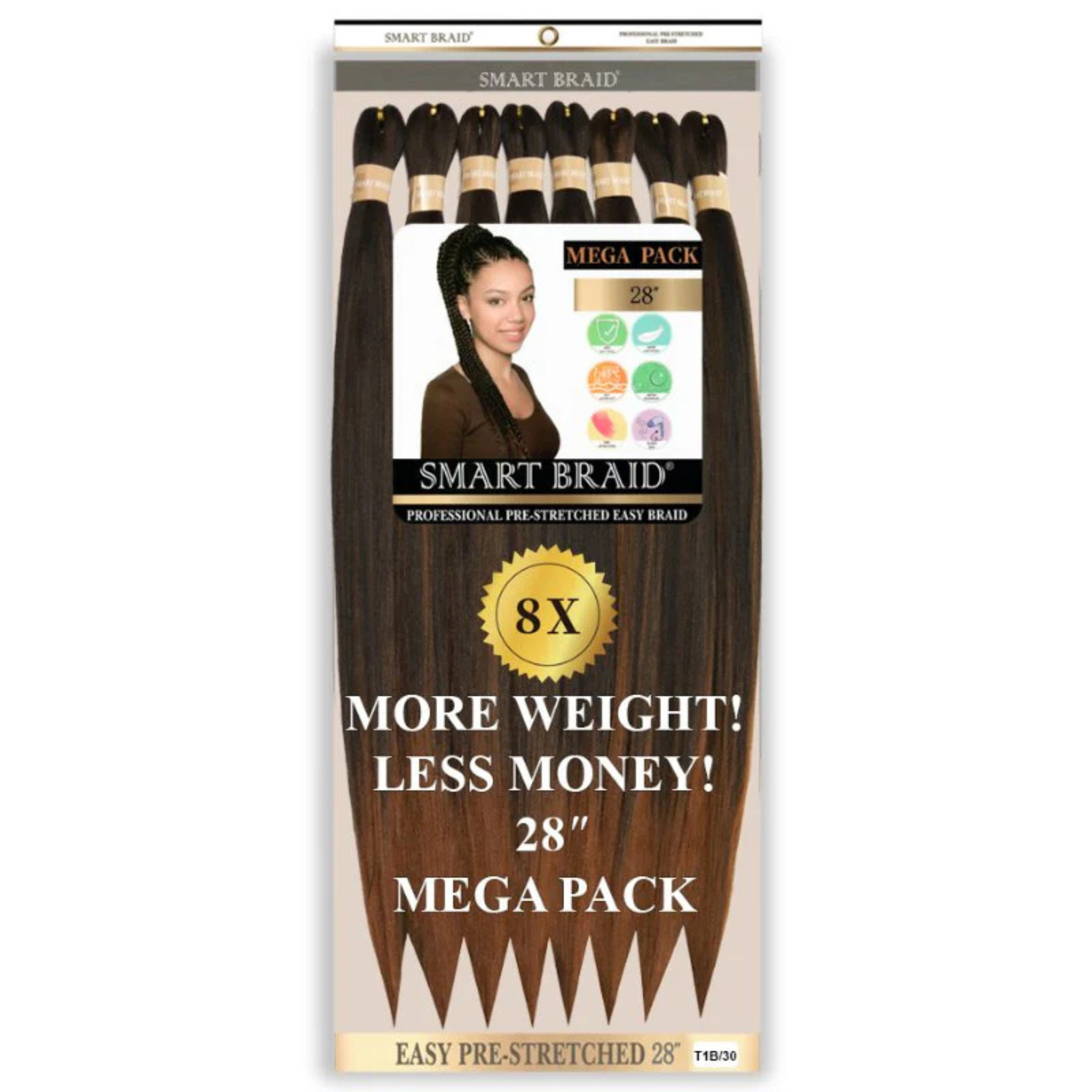 Smart Braid Pre-Stretched Braiding Hair 28 Inch 8X Pack