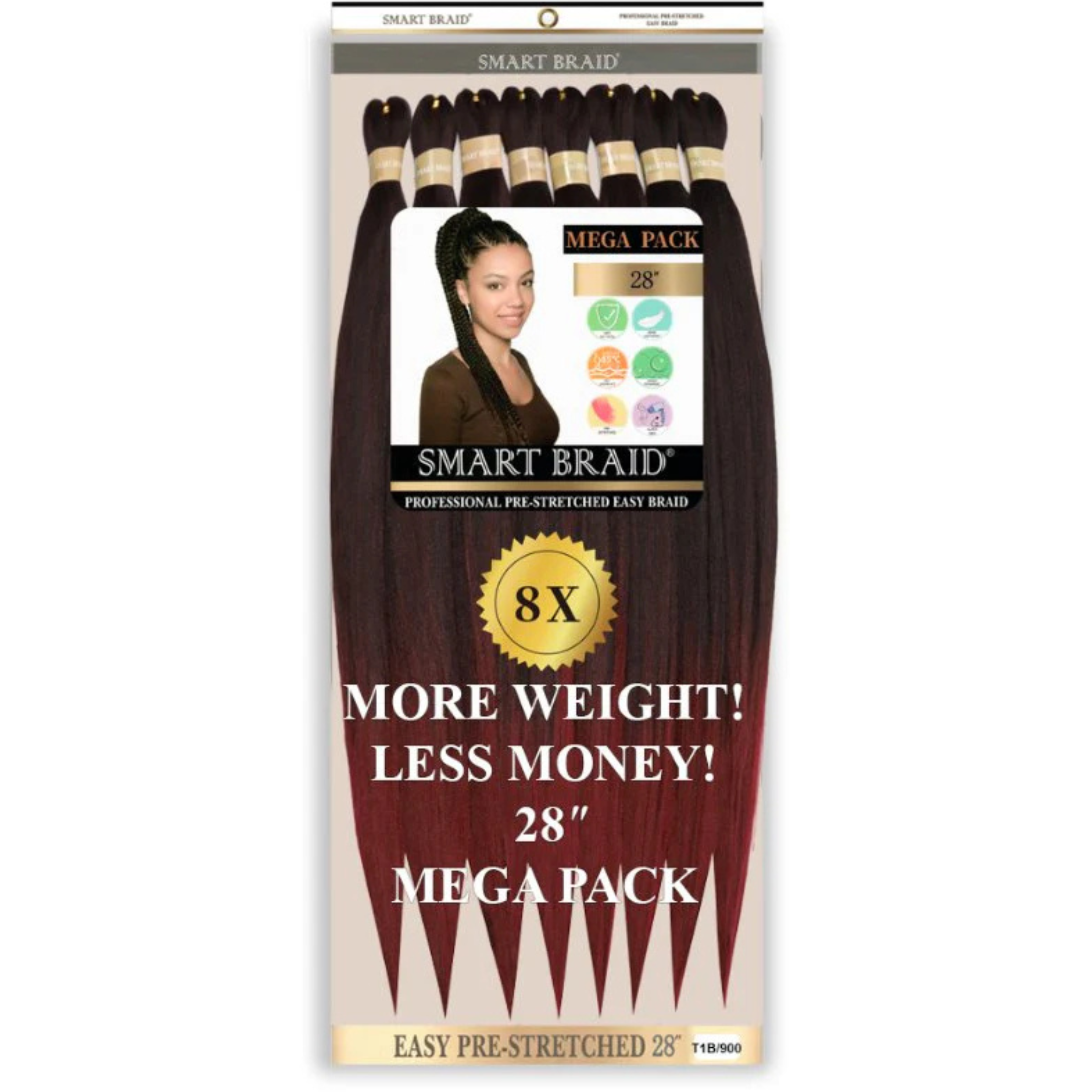 Smart Braid Pre-Stretched Braiding Hair 28 Inch 8X Pack