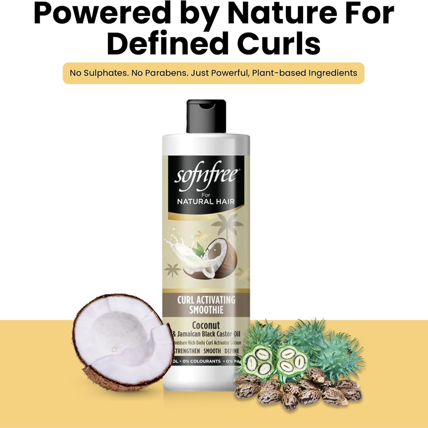 Sofn'free Coconut & Jamaican Black Castor Oil Curl Activating Smoothie with coconut and Jamaican black castor oil for healthy, defined curls without sulphates or parabens