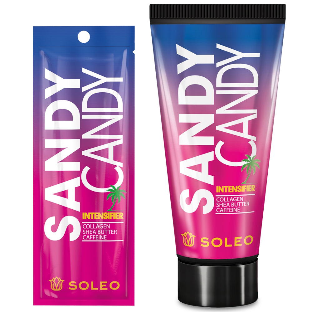 Soleo Sandy Candy tanning intensifier available in 15ml sachet and 150ml tube at Kiyo Beauty