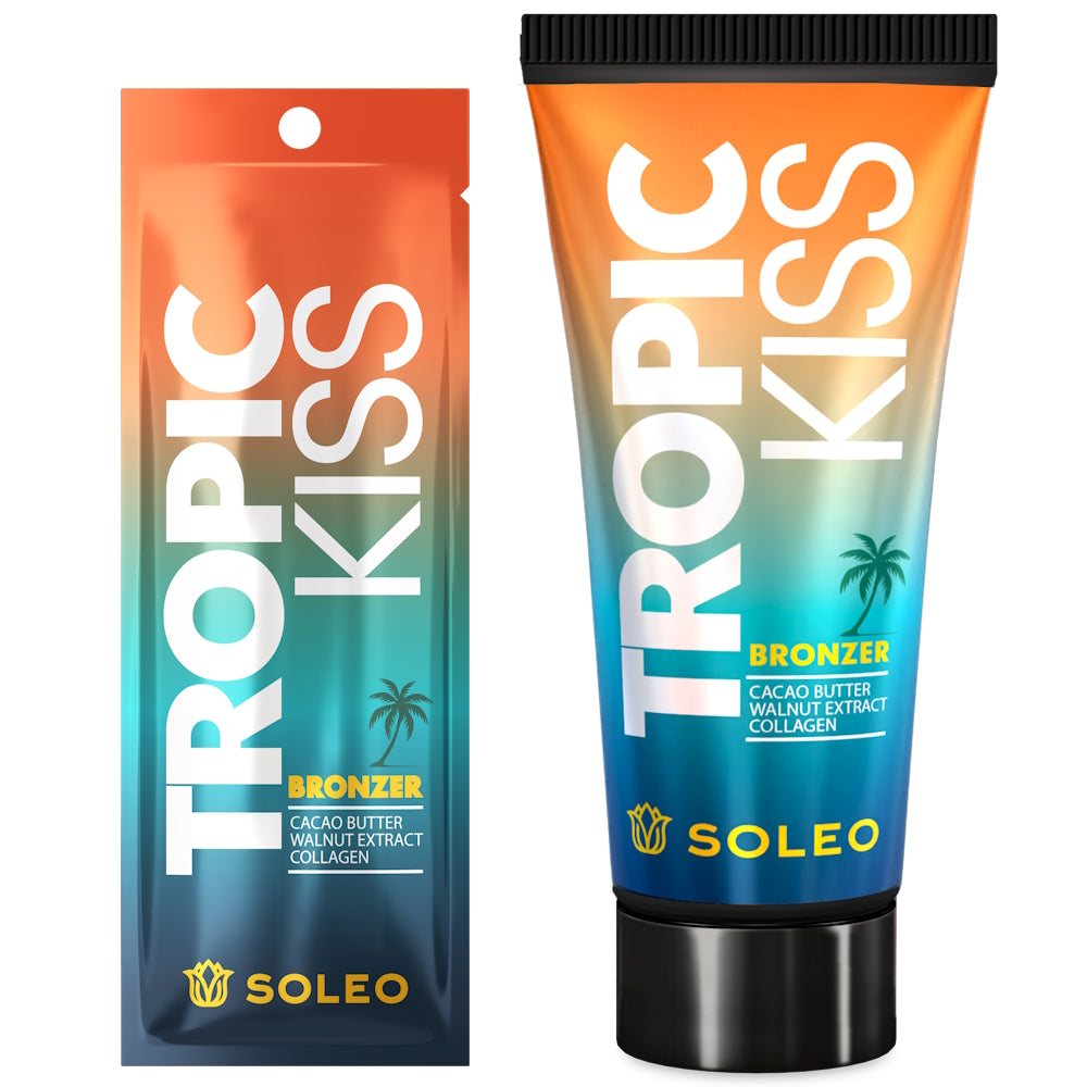 Soleo Tropic Kiss bronzer tanning lotion available in 15ml sachet and 150ml tube at Kiyo Beauty