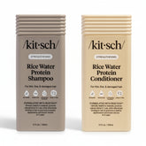 Two bottles of Kitsch Rice Water Protein Shampoo and Conditioner on a white background