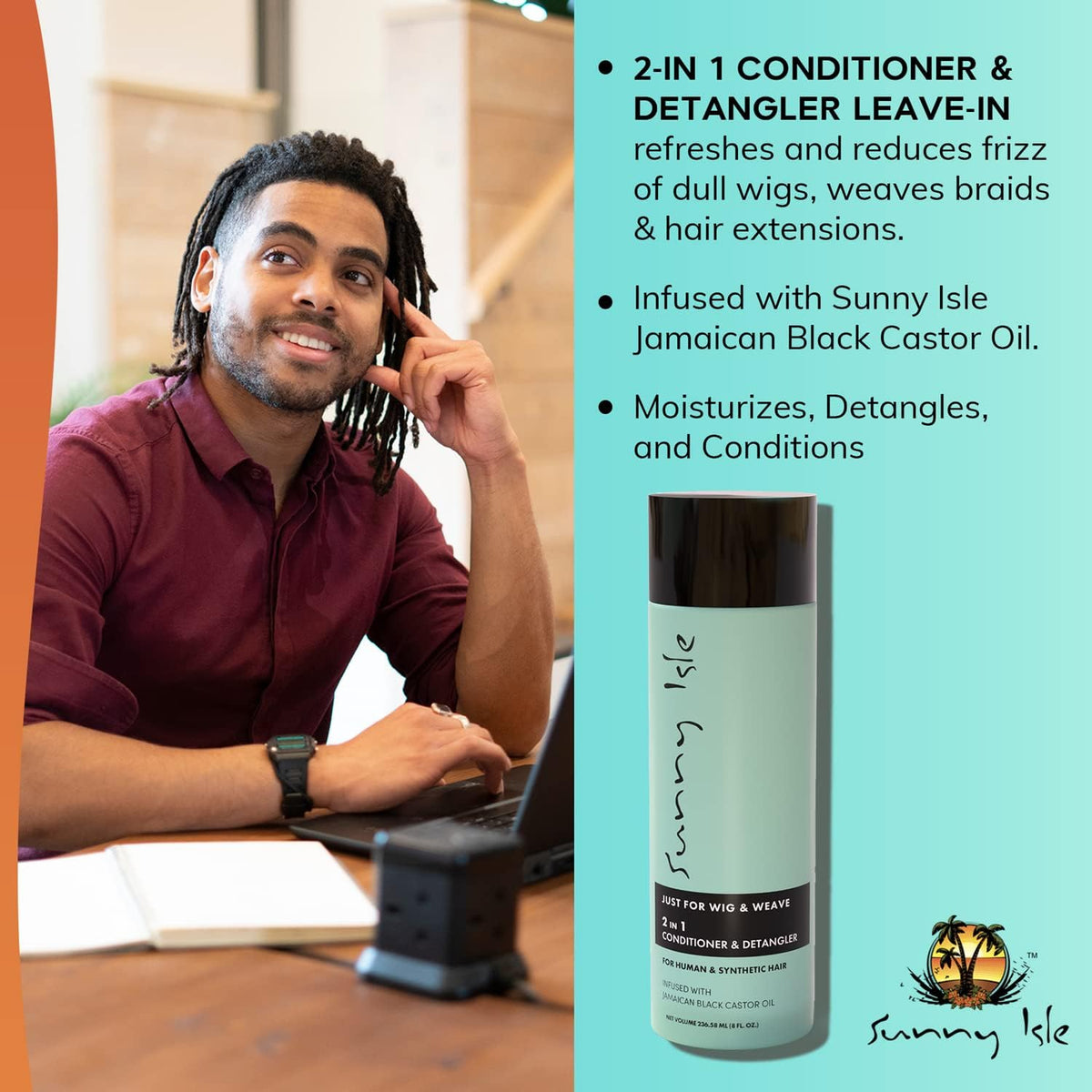 Sunny Isle Wig & Weave 2 In 1 Conditioner & Detangler 12oz