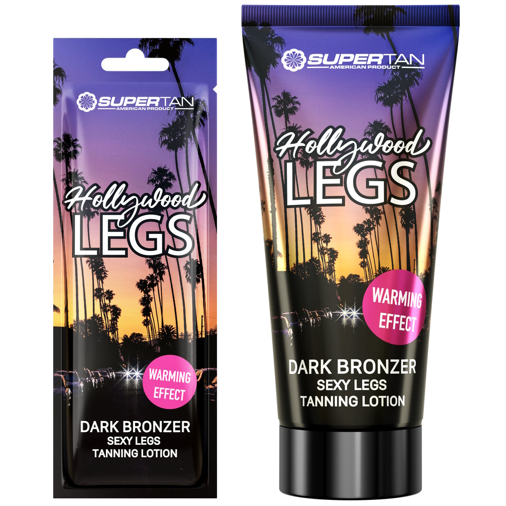Supertan Hollywood Legs Dark Bronzer Tanning Lotion available in 10ml sachet and 135ml tube at Kiyo Beauty