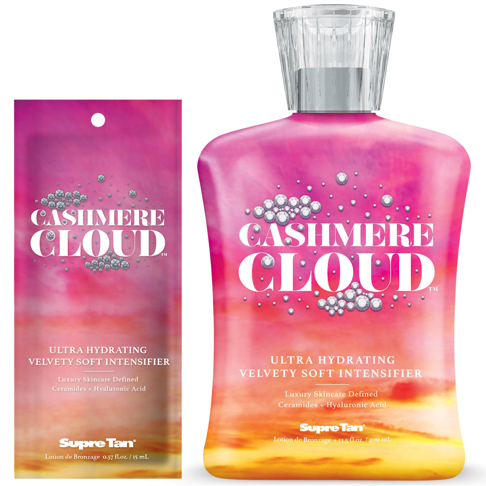 Supre Tan Cashmere Cloud Ultra Hydrating Velvety Soft Intensifier available in 15ml sachet and 400ml bottle at Kiyo Beauty