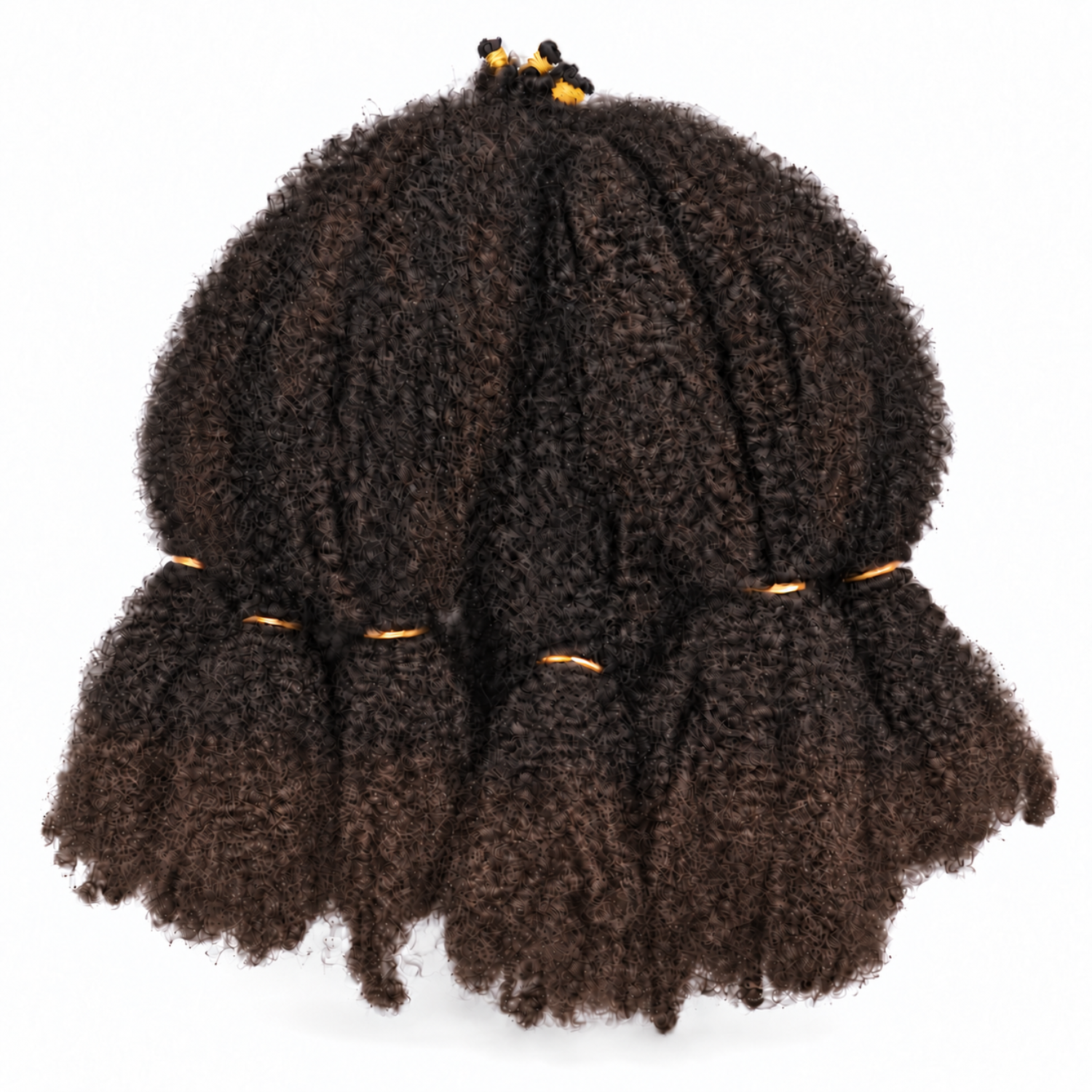 Aftress The Original Afro Kinky Bulk Braiding Hair 24" in Colour T33, featuring a dark brown root transitioning into rich warm auburn-brown ends with tightly coiled Afro kinky texture.