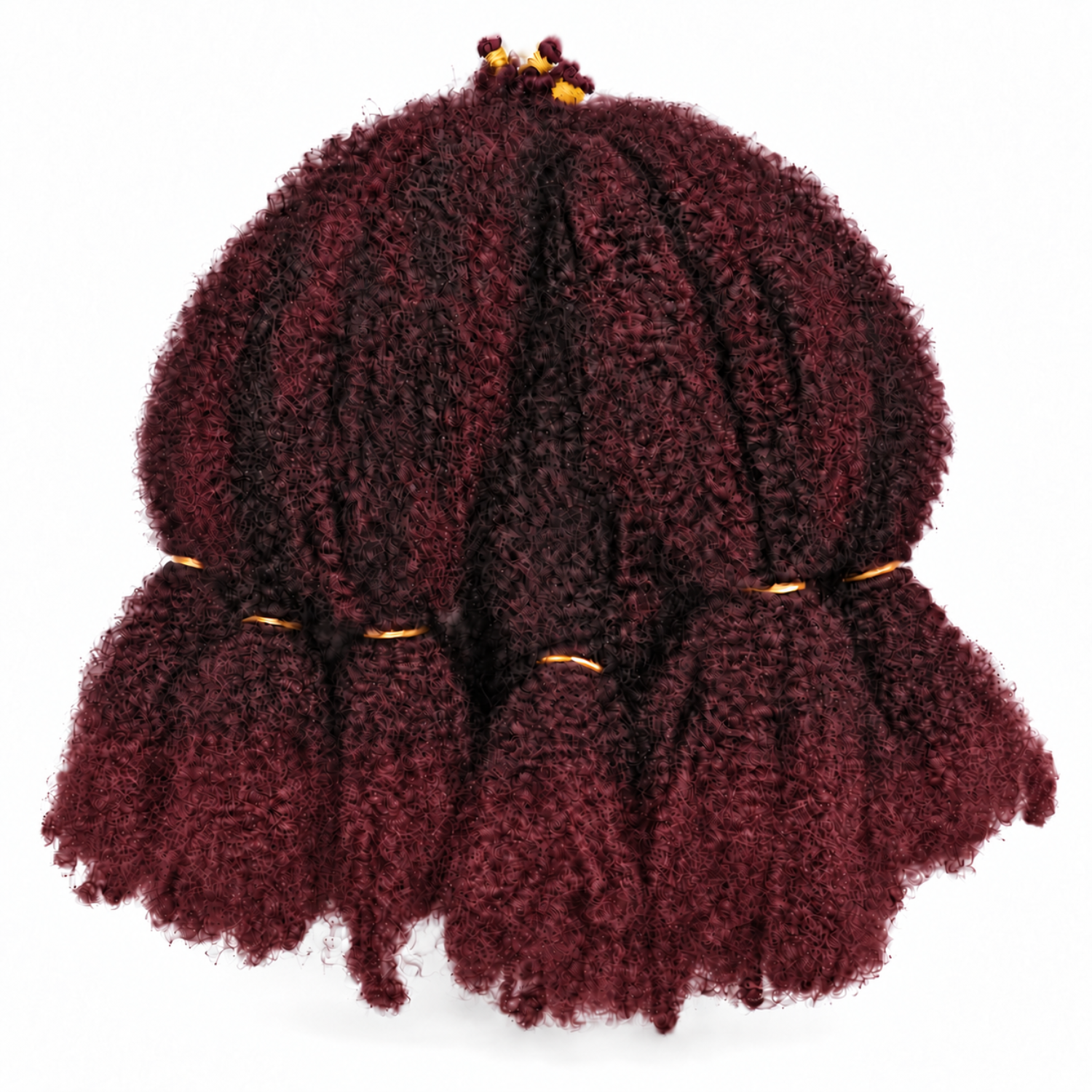 Aftress The Original Afro Kinky Bulk Braiding Hair 24" in Colour TBURG, featuring a dark root blended into rich burgundy-red lengths and ends with a dense Afro kinky curl texture.
