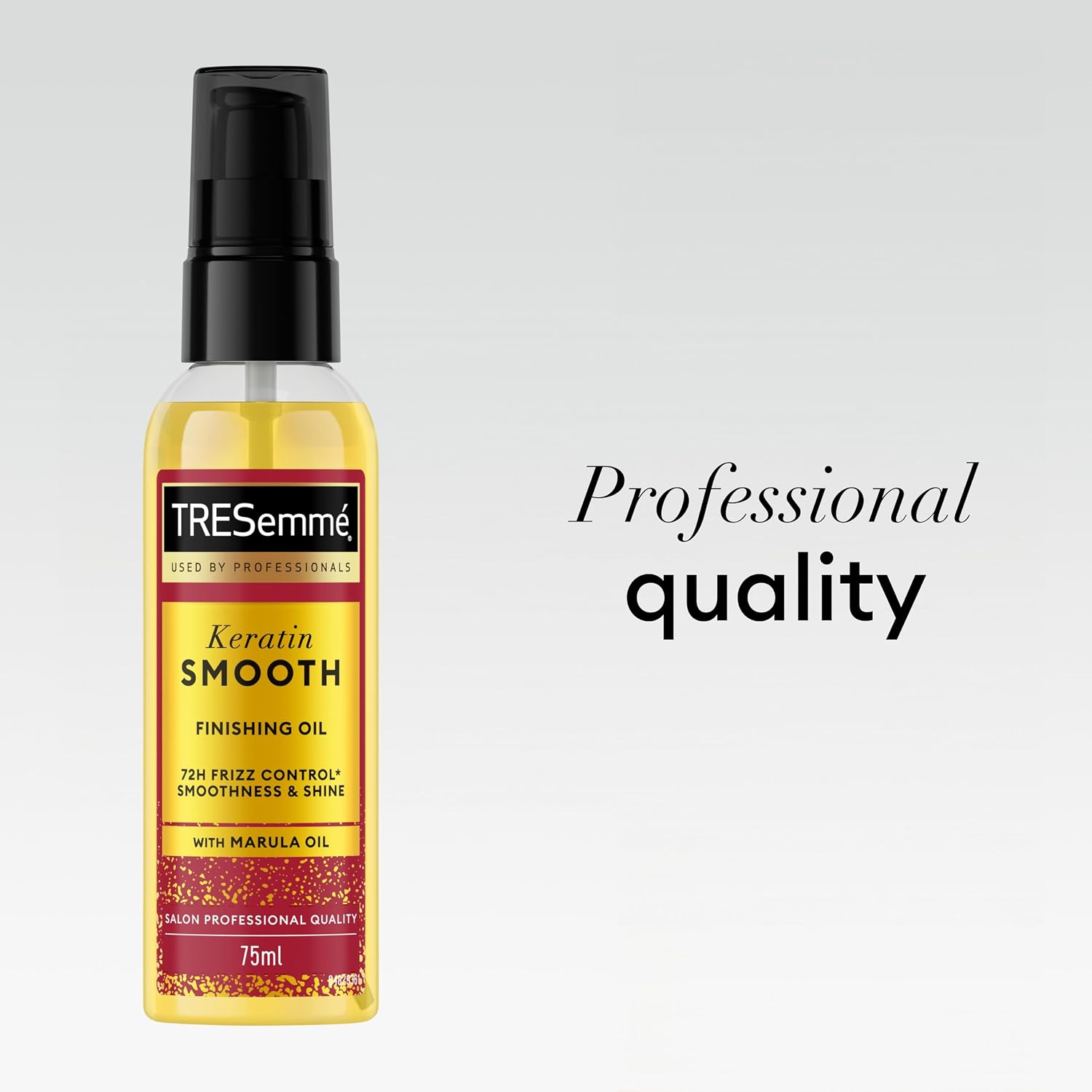 TRESemmé Keratin Smooth Finishing Oil 75ml with marula oil for 72-hour frizz control, smoothness and shine