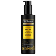 TRESemmé Lamellar Shine Leave-In Cream Serum 200ml black pump bottle with gold label, centred on a clean white background