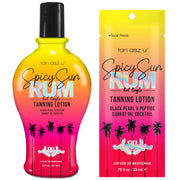 Tan Asz U Spicy Sun Rum Hot Tingle Tanning Lotion available in 22ml sachet and 221ml bottle at Kiyo Beauty