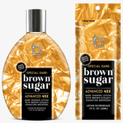 Tan Inc Special Dark Brown Sugar Advanced 45X dark tanning lotion available in 22ml sachet and 400ml bottle at Kiyo Beauty