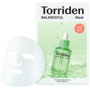 Torriden Balanceful Mask packaging with a green serum bottle on a white background