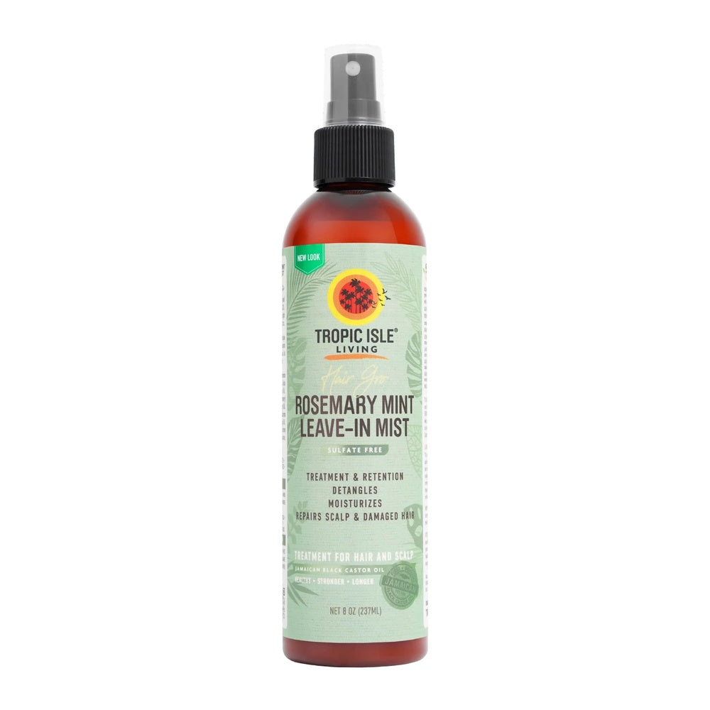 Tropic Isle Living Hair Gro Rosemary Mint Leave-In Mist with aloe vera, castor oil, rosemary oil, peppermint oil, shea nut oil and rose water