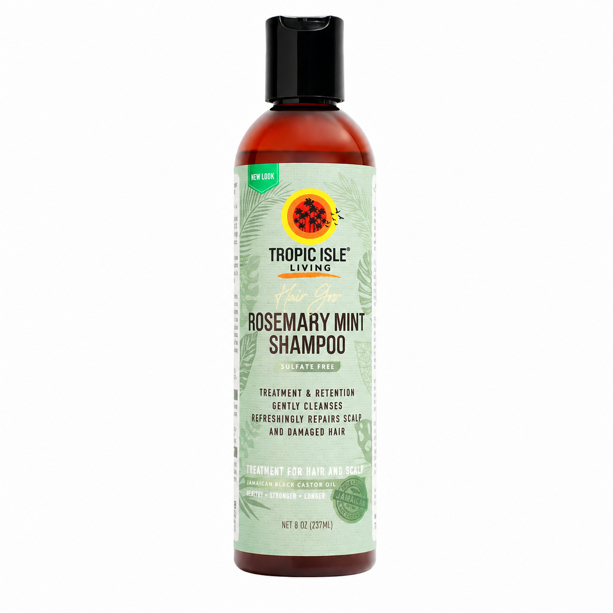 Tropic Isle Living Hair Gro Rosemary Mint Shampoo with rosemary oil, peppermint oil, rose water, almond oil, avocado oil, jojoba oil and shea nut oil