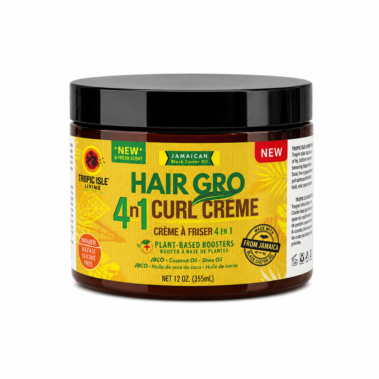 Tropic Isle Living Jamaican Black Castor Oil Hair Gro 4n1 Curl Creme 12oz with castor oil coconut oil shea butter shea oil and rose water