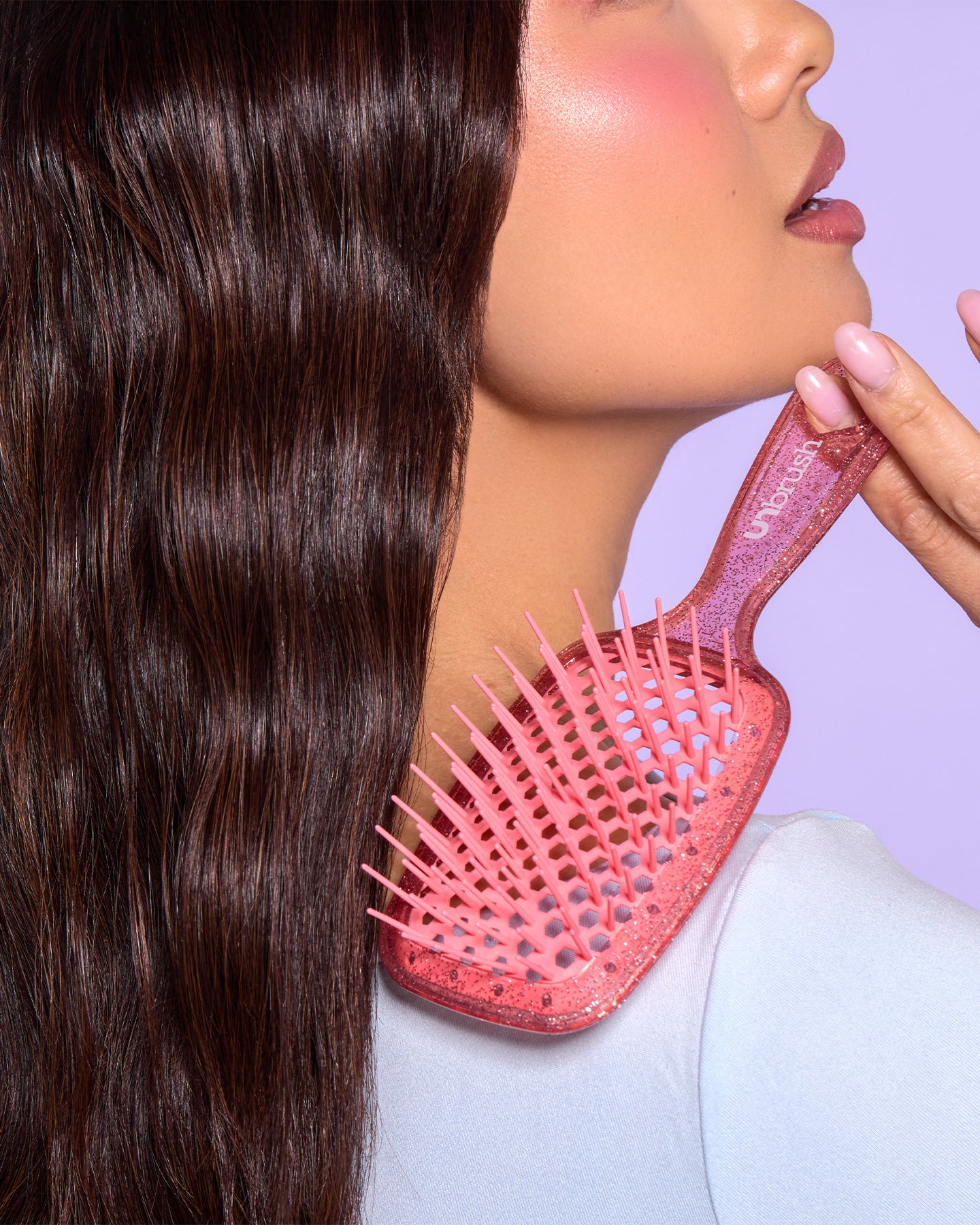 UNbrush Detangling Hair Brush Glitter - Ruby