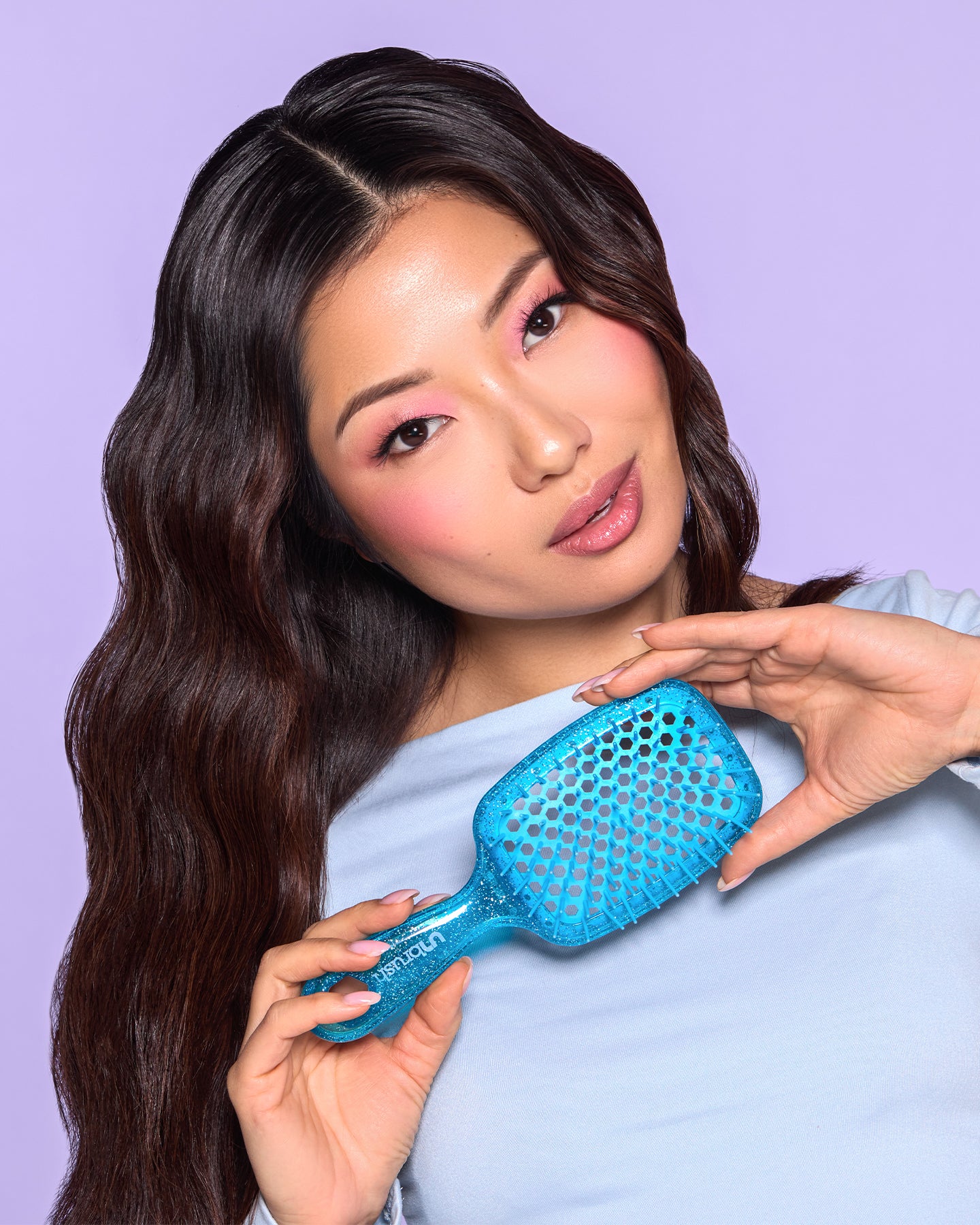 UNbrush Detangling Hair Brush Glitter - Sapphire