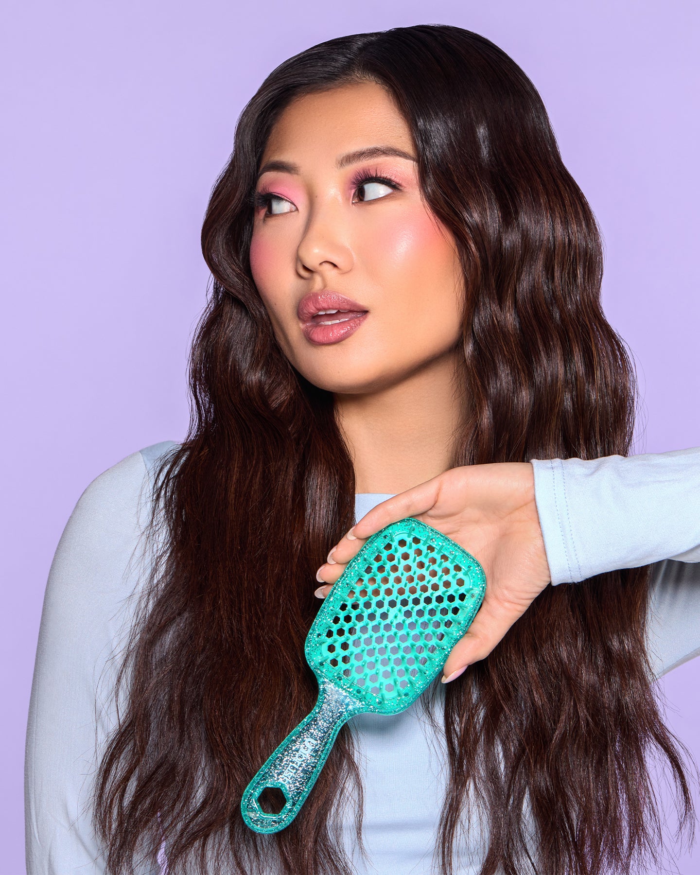 UNbrush Detangling Hair Brush Glitter - Turquoise