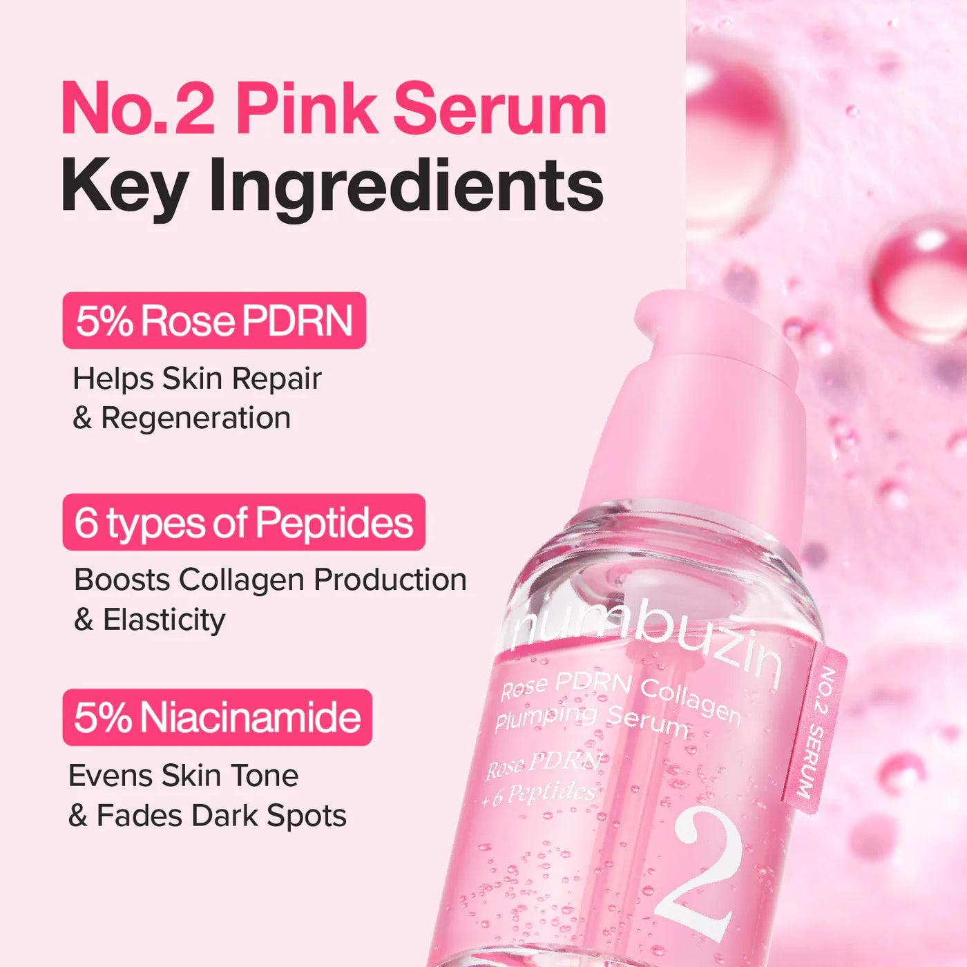 Numbuzin No.2 Rose PDRN Collagen Plumping Serum DUO Trial Kit