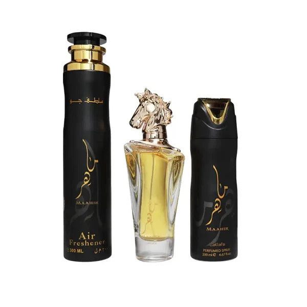 Lattafa Maahir EDP, Perfumed Spray &amp; Air freshener Set