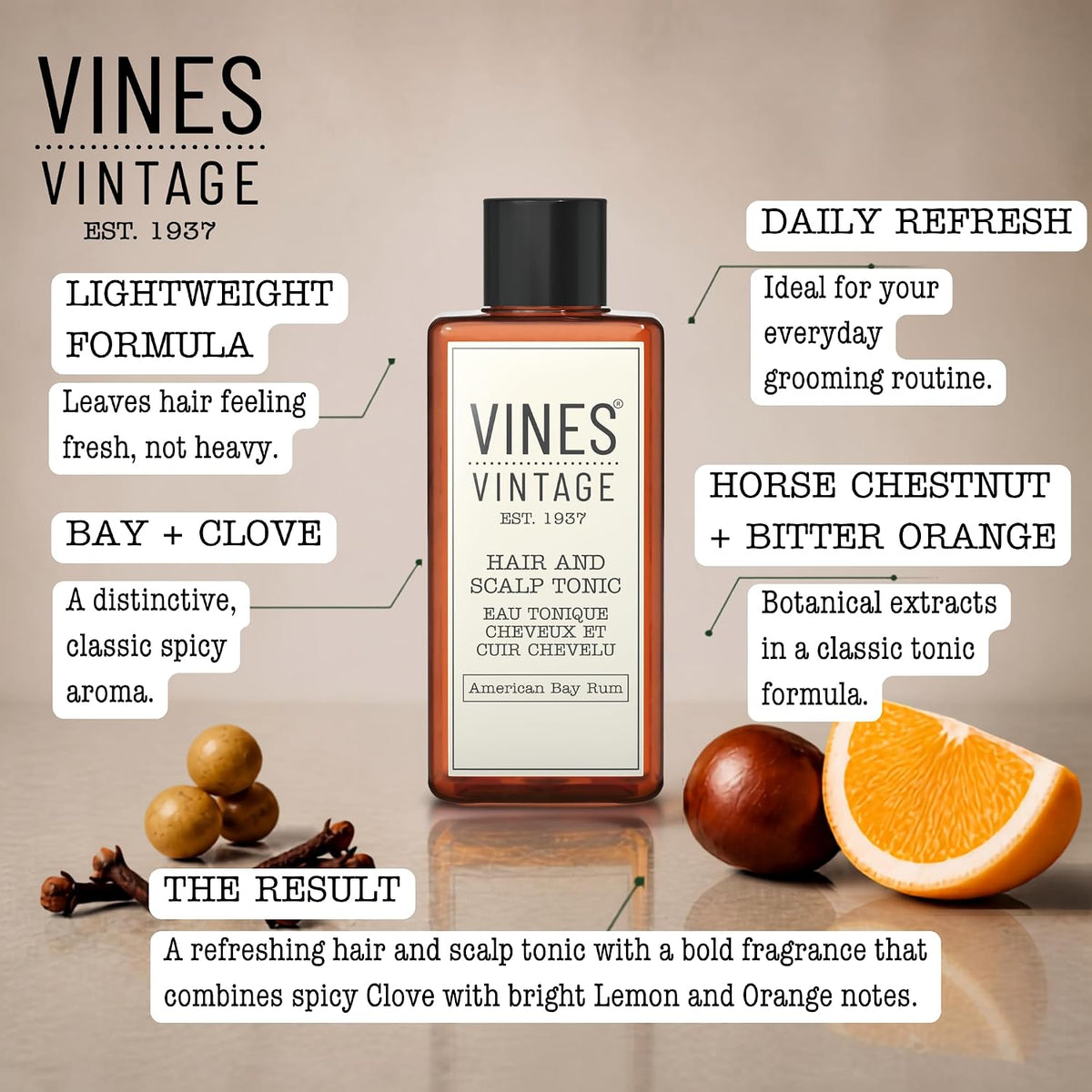 Vines Vintage Hair & Scalp Tonic American Bay Rum 200ml