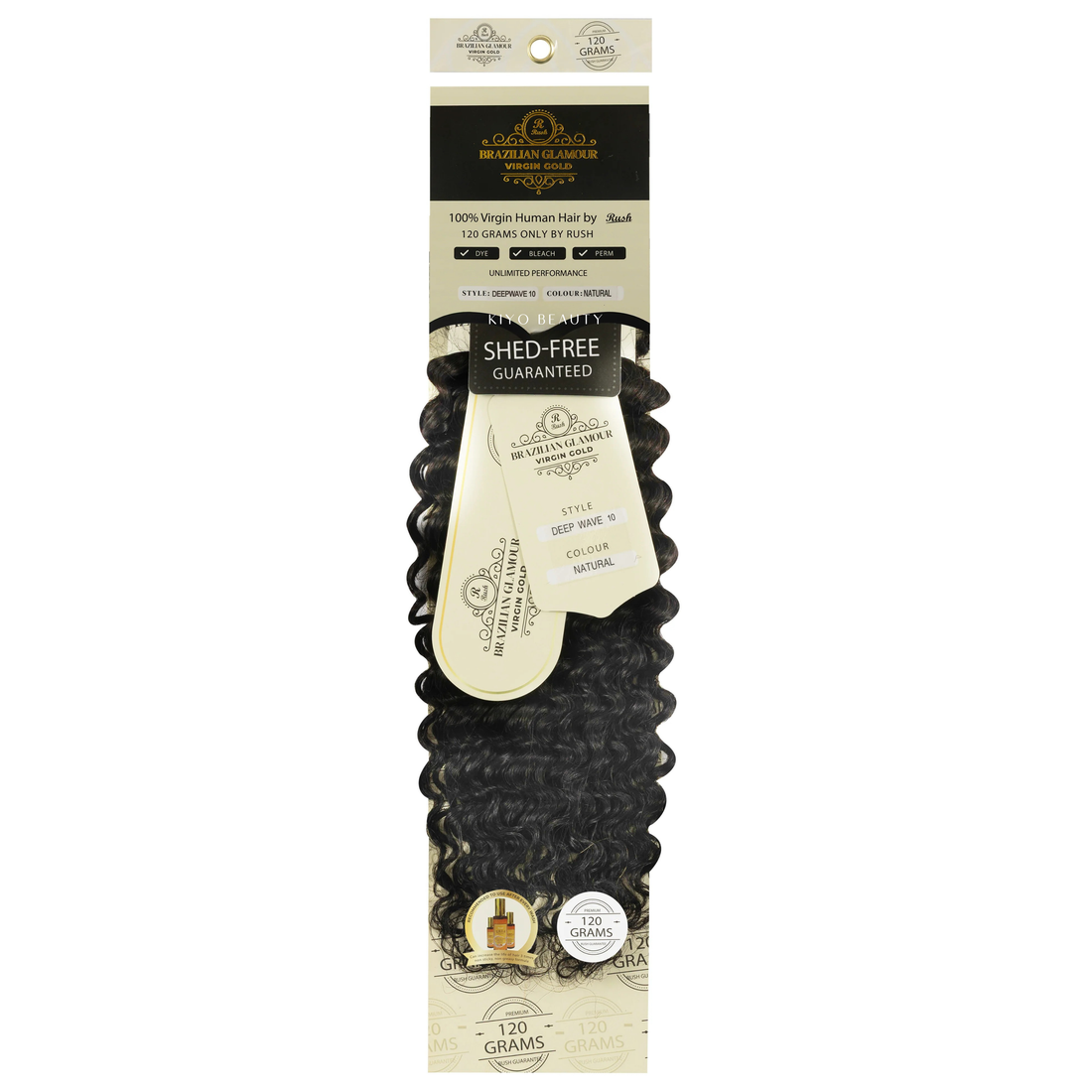 Rush 100% Human Hair Glamour Virgin Deep Wave Weave Natural