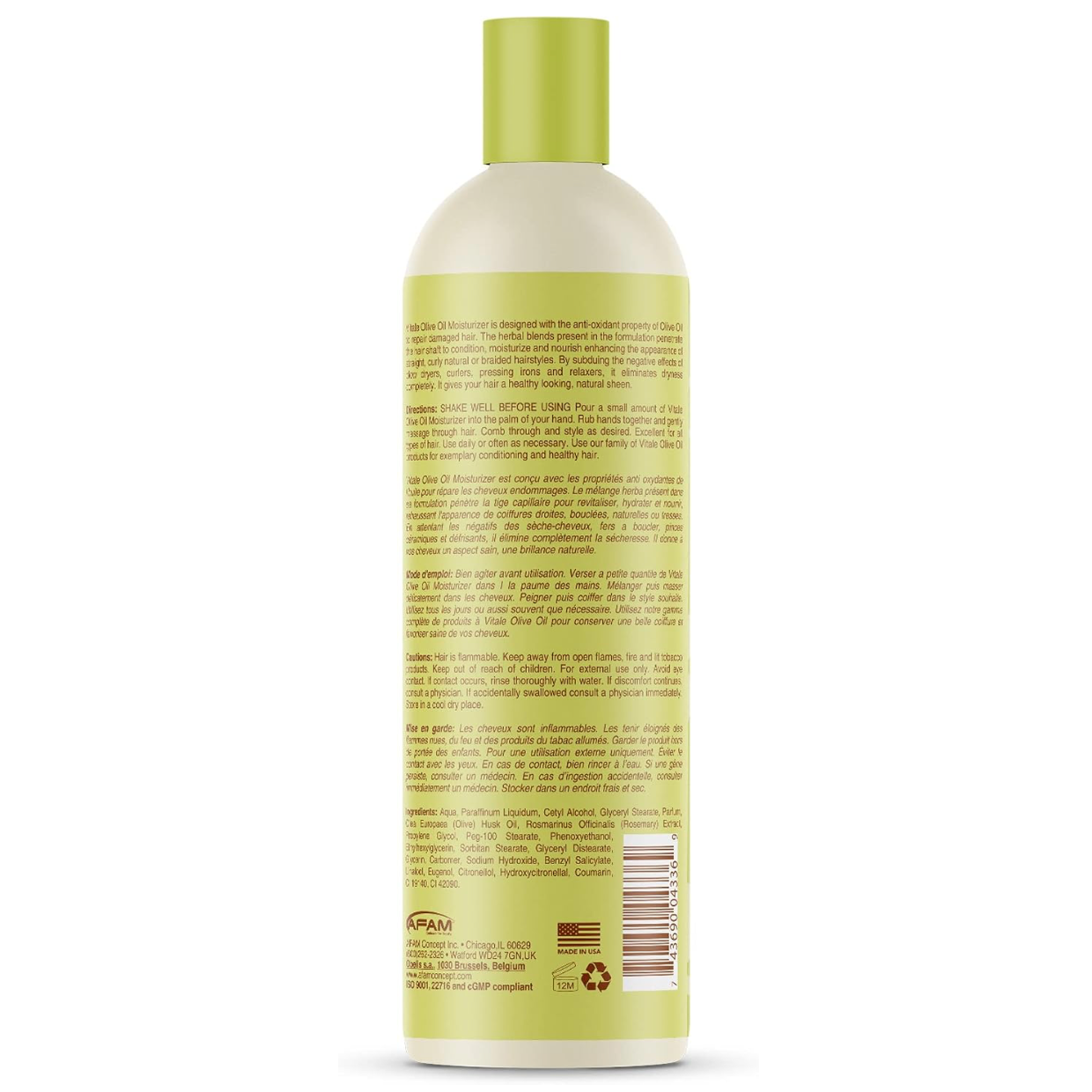 Back view of Vitale Olive Oil Moisturizer 16oz
