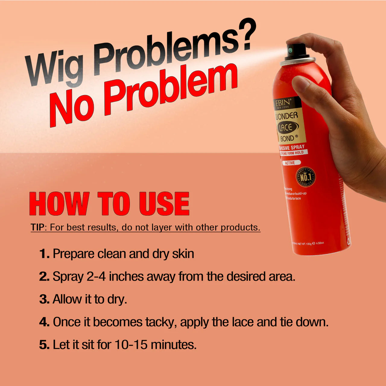 Ebin New York Wonder Lace Bond Wig Adhesive Spray Extreme Firm Hold (Active) - UK Shipping Only