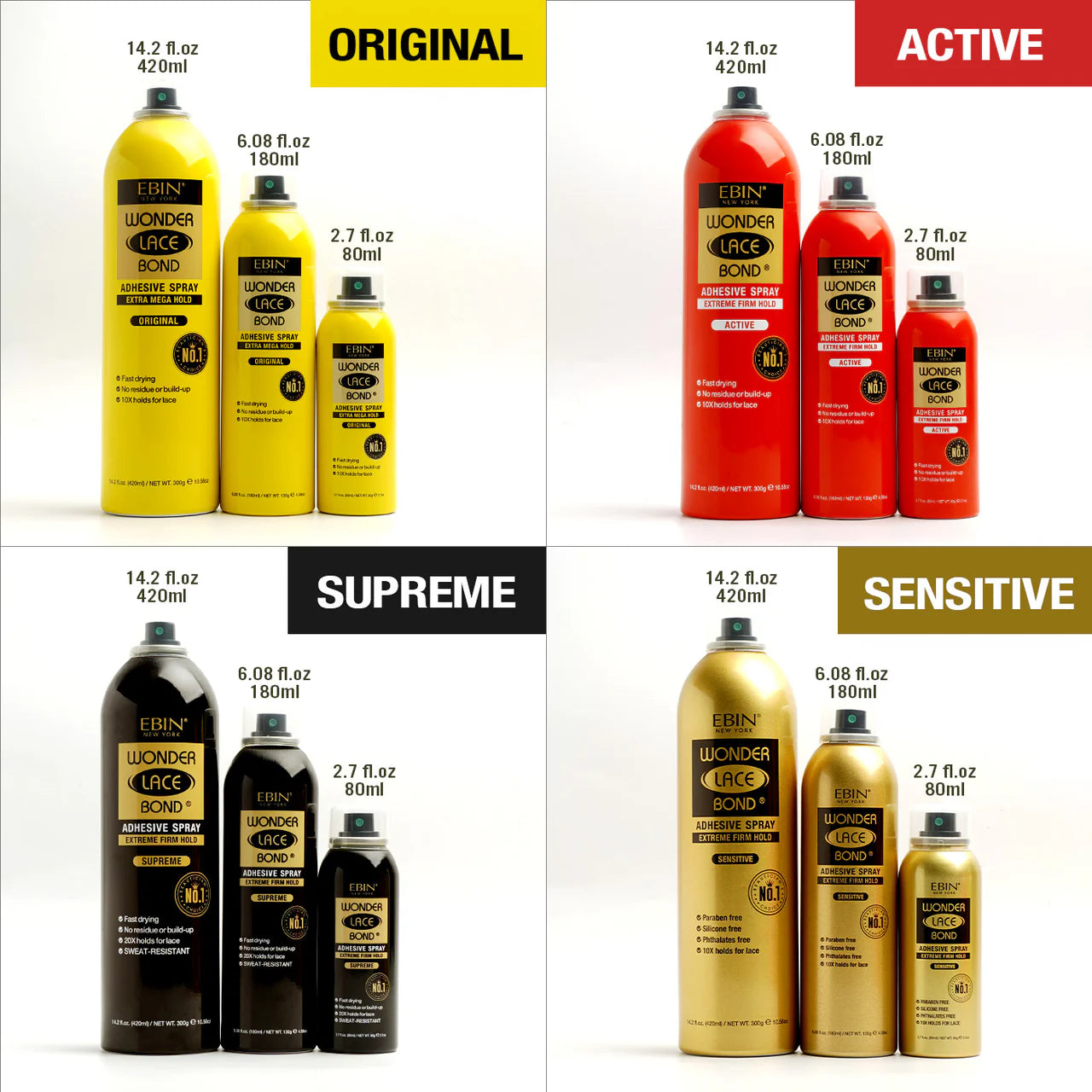 Ebin New York Wonder Lace Bond Wig Adhesive Spray Extreme Mega Hold (Original) - UK Shipping Only
