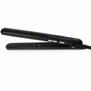 Wahl Salon Styling Hair Straightener in black with ceramic-coated floating plates, digital temperature display and adjustable heat controls for professional hair straightening.