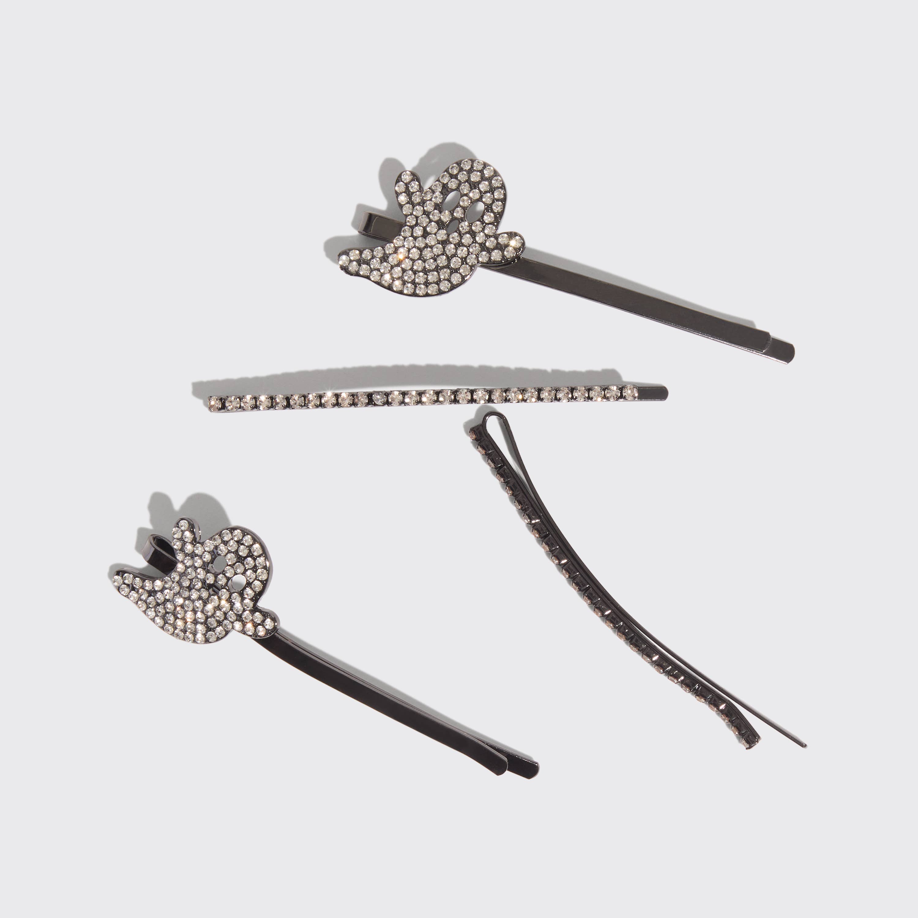 Kitsch Extra Long Metal Rhinestone Bobby Pins 4pc Set - Ghost