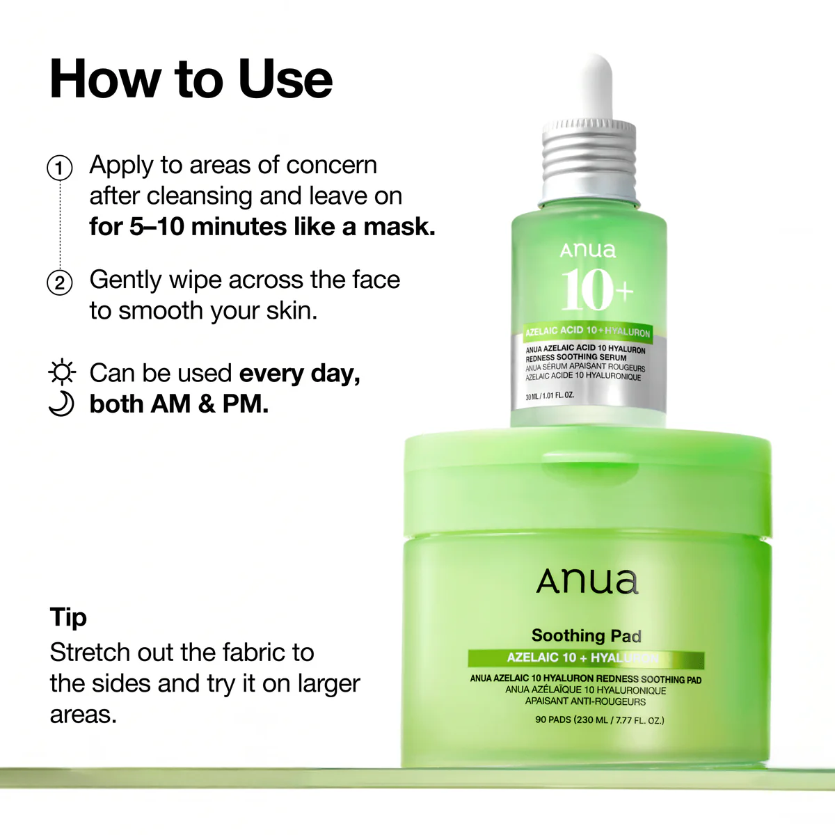 Anua Azelaic 10 Hyaluron Redness Soothing Pad - 90 pads (230ml)