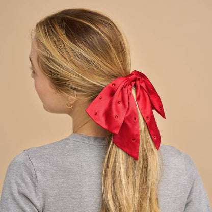 Kitsch Holiday Satin &amp; Rhinestone Bow Scrunchie