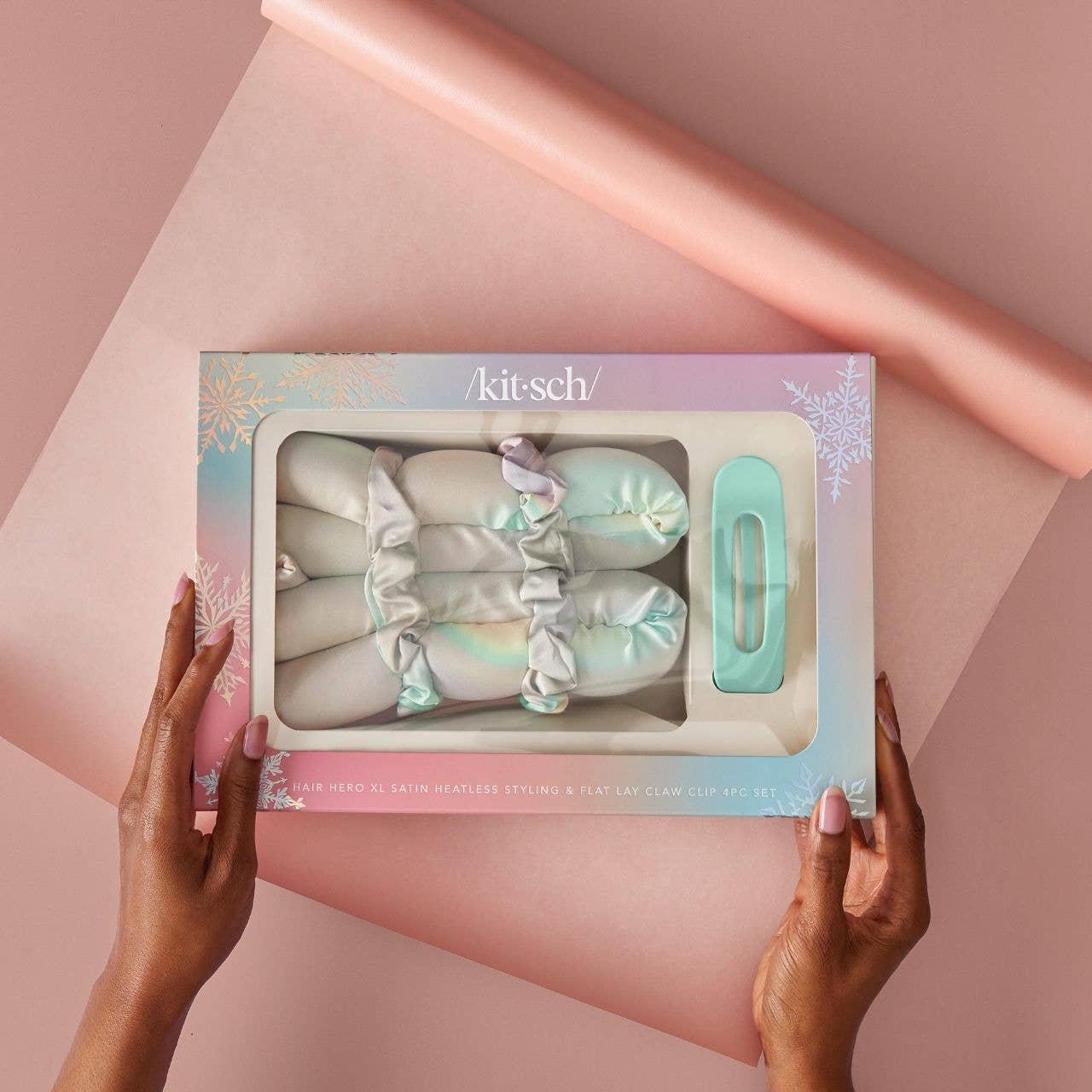 Kitsch Hair Hero XL Satin Heatless Styling & Flat Lay Claw 4pc Set