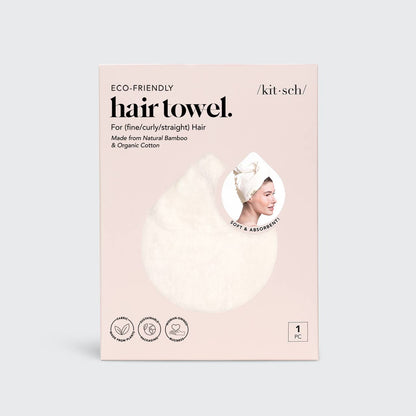 Kitsch Quick Dry Hair Towel Turban - Ivory
