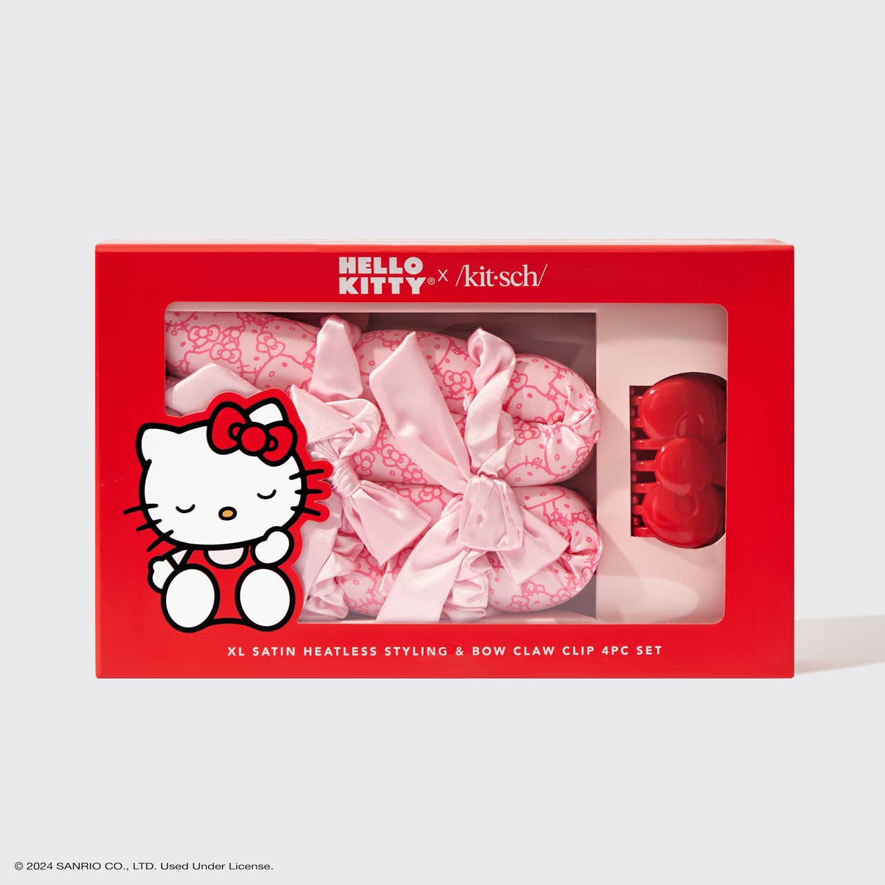 Kitsch x Hello Kitty XL Satin Heatless Styling & Bow 4pc Set