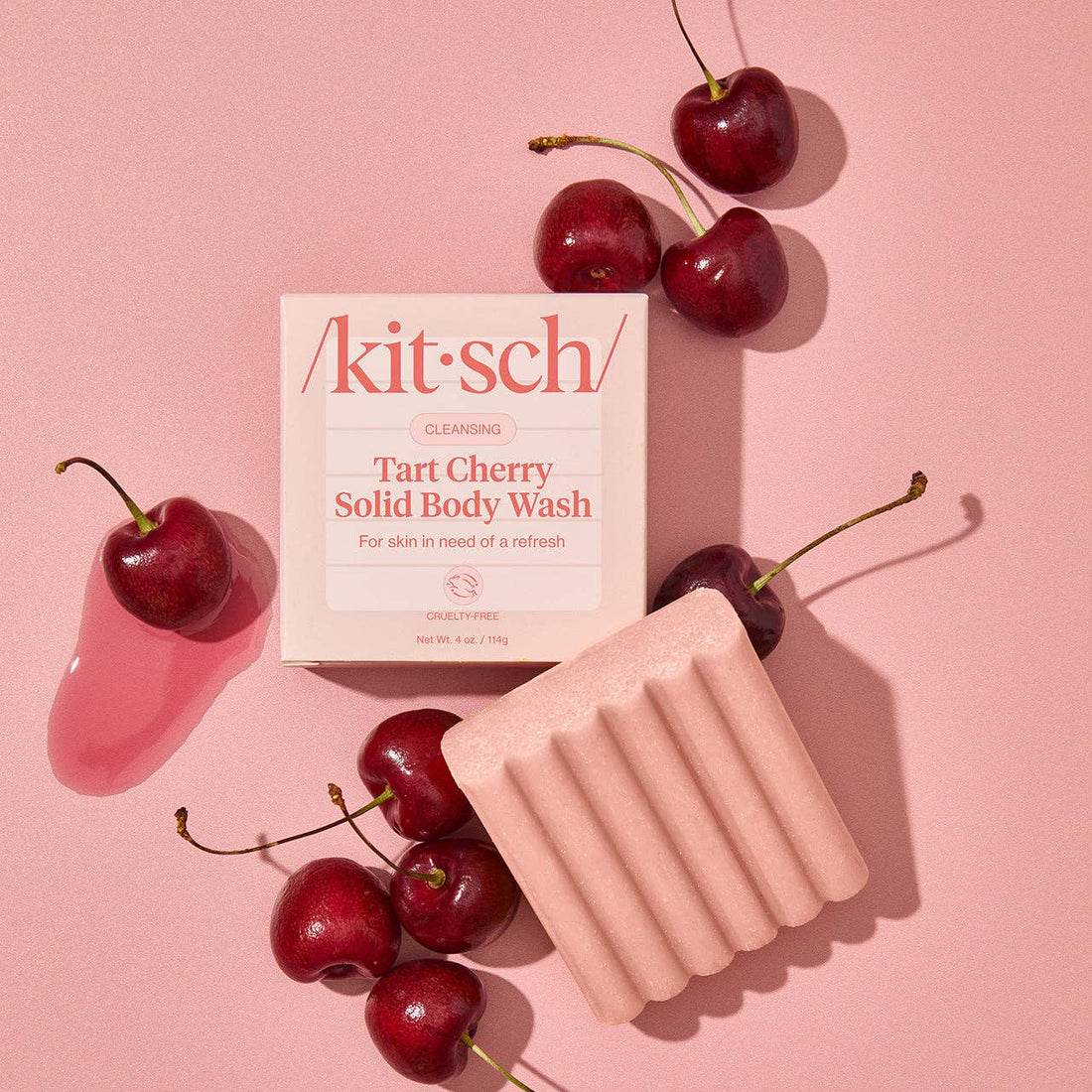 Kitsch Cleansing Tart Cherry Solid Body Wash 4oz