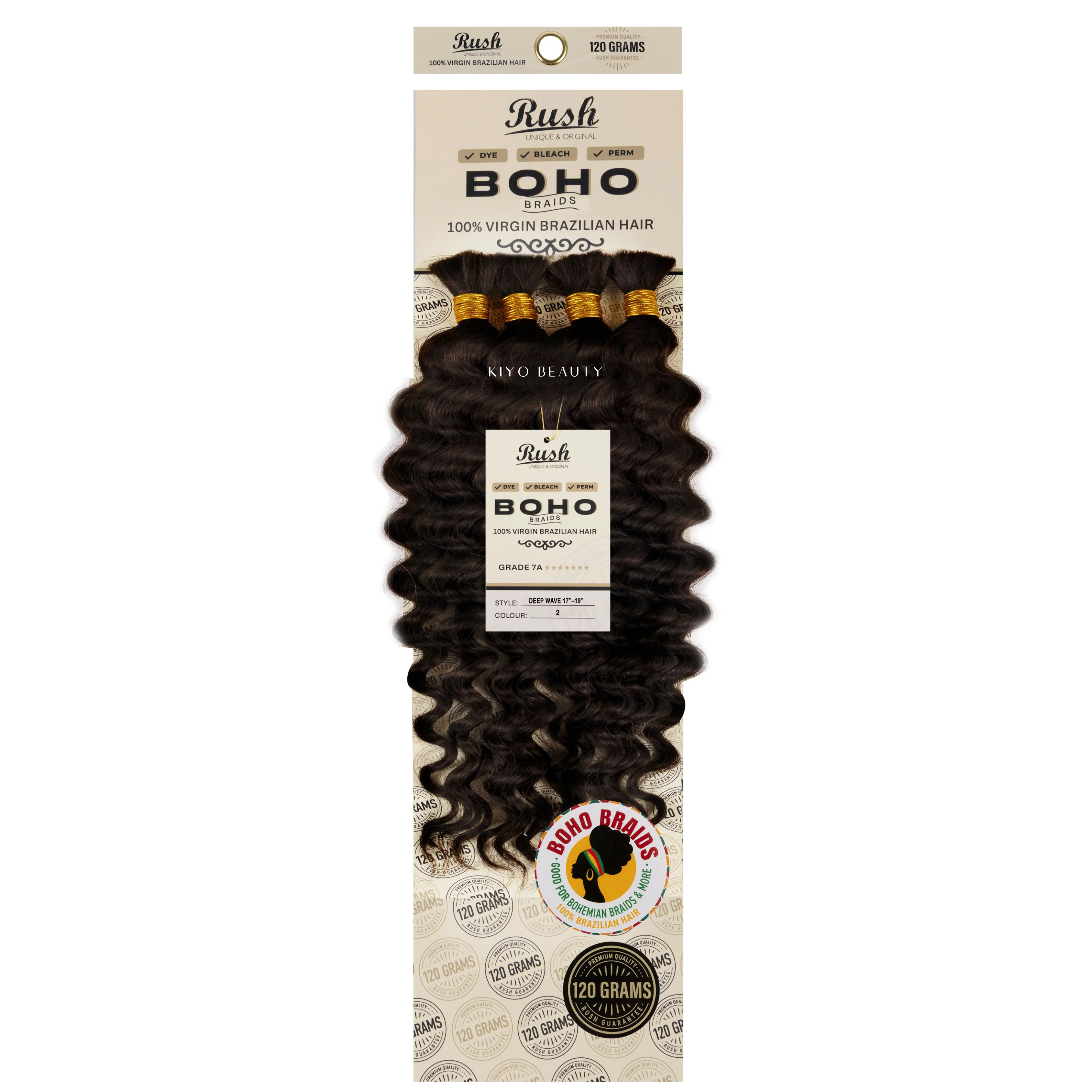 Rush 100% Virgin Brazilian Boho Braids Deep Wave Bulk 17-19"